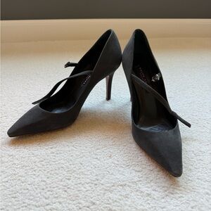 Ralph Lauren Purple Label Collection Elaya suede gray heels sz 8 EUC
